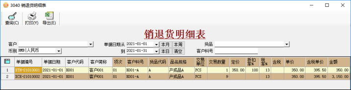 訂單管理系統-銷退貨明細表